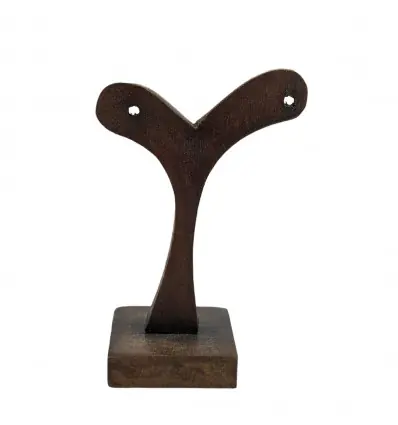 Présentoir / Support à boucles d'oreilles en bois 10cm | Finition "Chocolat"