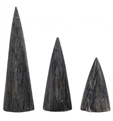Lot de 3 cônes présentoirs à bagues en Bois - finition "noir vintage"