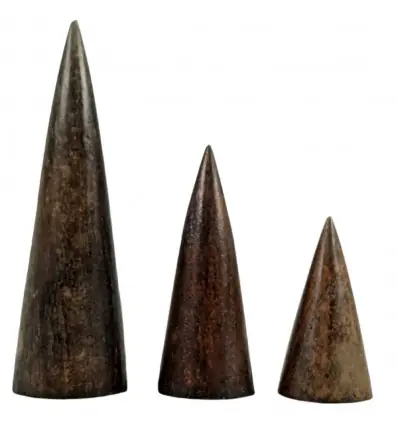 Lot de 3 cônes présentoirs à bagues en Bois teinte Marron