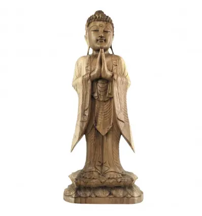 Sculpture Bouddha Debout 60cm en bois sculpté | Savoir-faire de Bali