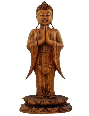 Statue de Bouddha Debout 40cm en bois sculpté | Création faite à la main à Bali