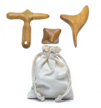 Set de 3 Accessoires de Massage en bois pour le Corps, le Visage, les Mains et les Pieds