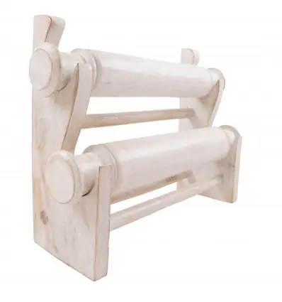 Déclassé - Porte-bracelets et montres / Présentoir à bijoux 2 joncs en bois massif finition blanc cérusé