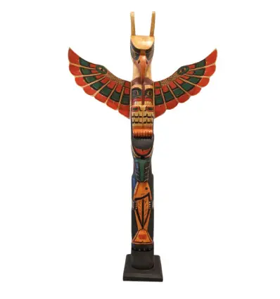Totem Indien XL 150cm en Bois Sculpté motifs Animaux