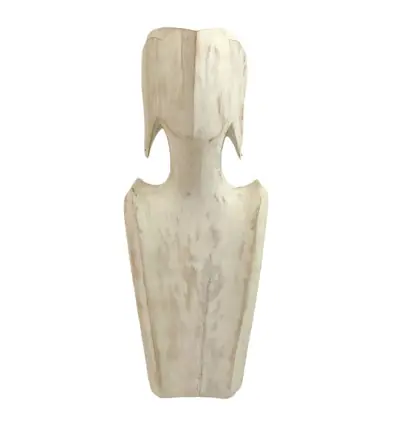 Déclassé - Buste Présentoir pour colliers et boucles d'oreilles en bois finition patine blanche 35cm