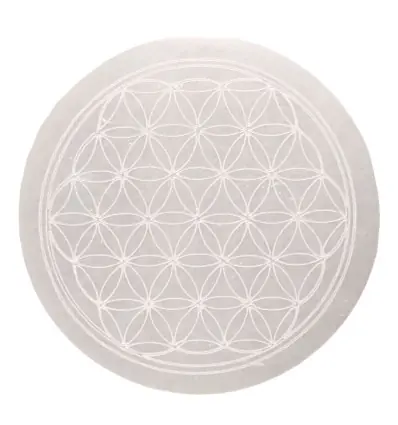 Disque Fleur de Vie en Sélénite ø10cm - Plaque de rechargement