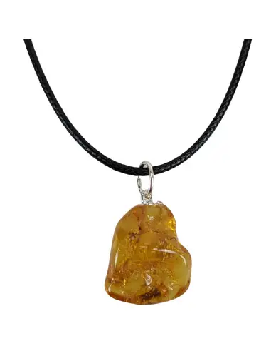 Collier Ambre AB | Pendentif pierre roulée + cordon