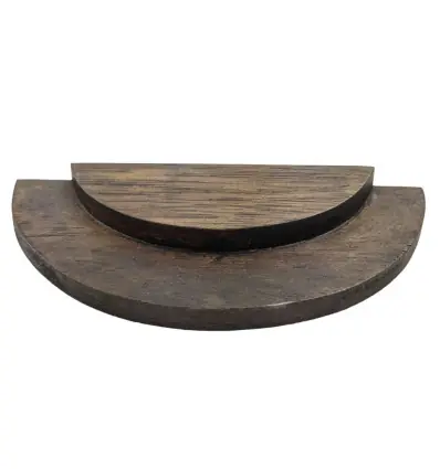 Plateau de présentation 1/2 cercle - Présentoir à bijoux 2 niveaux en bois marron