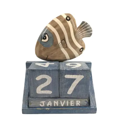 Calendrier Perpétuel en Bois - Poisson