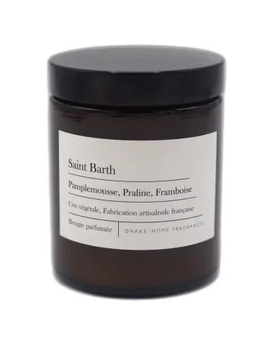 Bougie parfumée naturelle "St Barth" Pamplemousse, Praline & Framboise 35 heures 135g | Drake