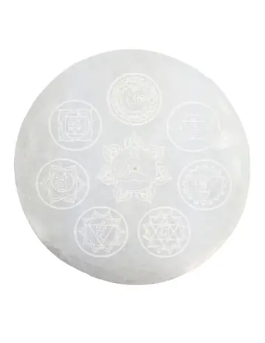 Porte-encens 7 Chakras en Sélénite - Disque ø10cm