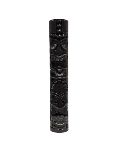 Totem Tiki 100cm en bois noir pour décoration extérieure