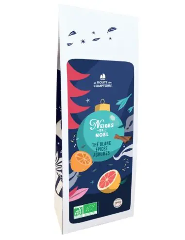 Thé Blanc Bio "Neiges de Noël" Sachet vrac 50g | Saveurs fruitées et épicées