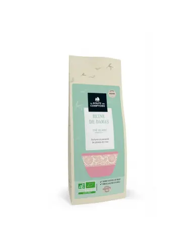 Thé Blanc Bio "Reine de Damas" Sachet vrac 50g parfumé aux pétales de roses