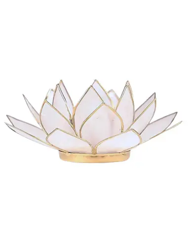 Bougeoir Fleur de Lotus blanche en coquille de Capiz