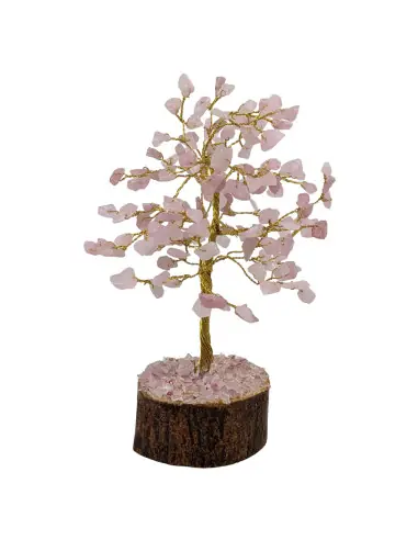 Arbre du Bonheur 20 cm avec pierre Quartz Rose naturel