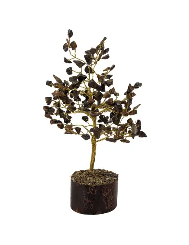 Arbre du Bonheur 20 cm avec pierre Œil du Tigre naturelle
