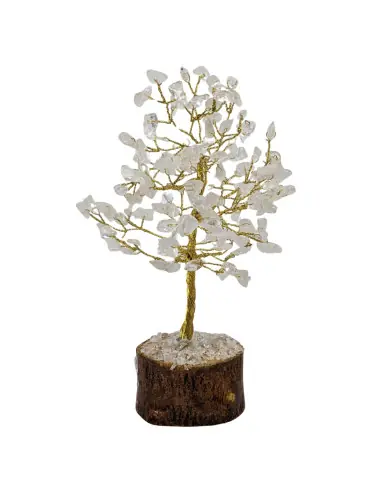 Arbre du Bonheur 20 cm avec pierre Cristal de Roche naturel