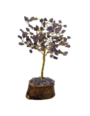 Arbre du Bonheur 20 cm avec pierre Améthyste naturelle