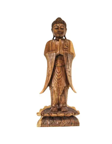 Sculpture artisanale Bouddha debout 100cm en Bois de Suar | Import Bali