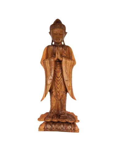 Statue de Bouddha debout en bois de suar teinté 100cm | Import Bali