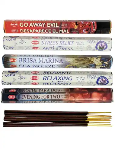 Assortiment d'encens - Bouquet "Détente absolue" 5 parfums / 100 bâtons | HEM