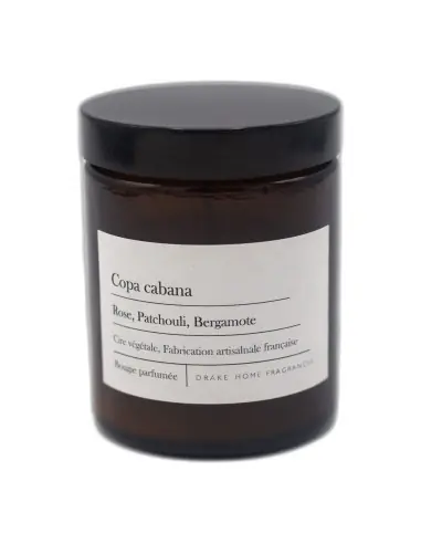 Bougie parfumée naturelle "Copacabana" Rose, Patchouli & Bergamote 35 heures 135g | Drake