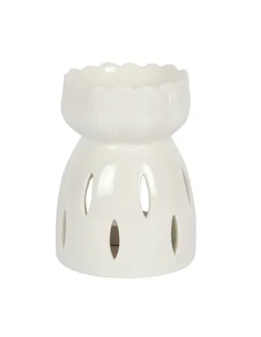 Brûle-parfum Fleur de Lotus en Céramique Blanche