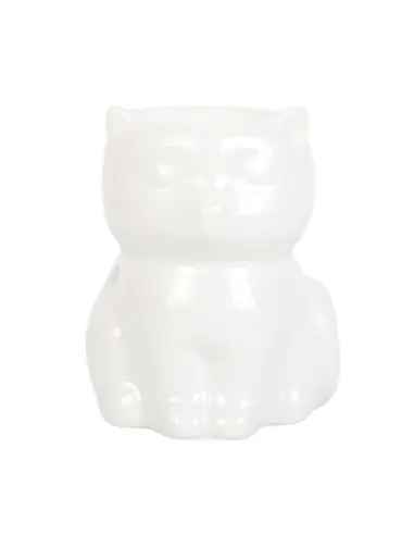 Brûle-Parfum Chat Blanc en Céramique