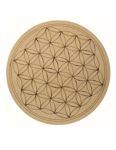 Plaque de Rechargement | Disque ø10cm Fleur de vie en Manguier