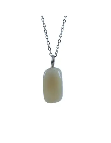 Collier Pierre de lune grise | Pendentif pierre roulée + chaîne argentée