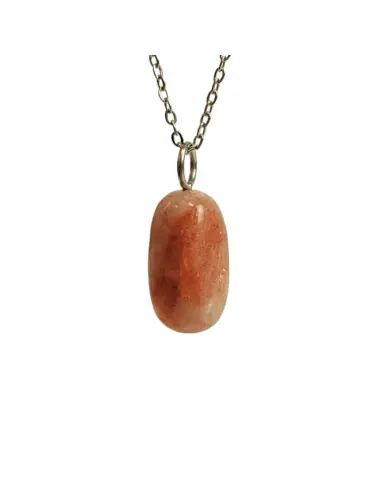 Collier Pierre de Soleil | Pendentif pierre roulée + chaîne argentée