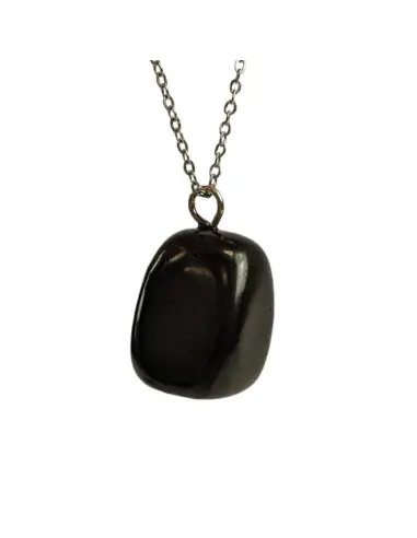 Collier Shungite | Pendentif pierre roulée + chaîne acier