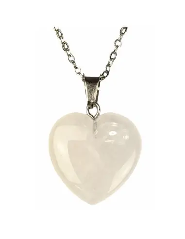Collier avec pendentif Cœur en Quartz Laiteux