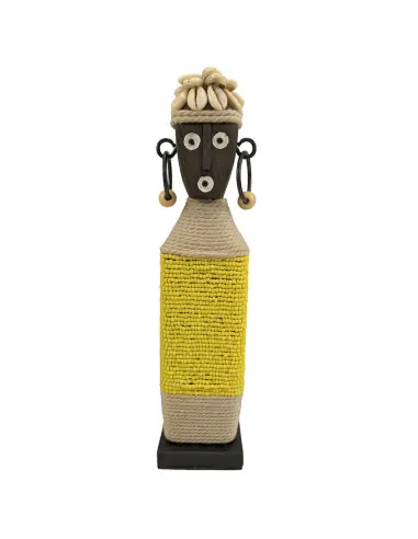 Poupée de fécondité Namji 28cm - Perles Jaunes & coquillages Cauris