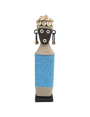Statuette Namji Bleue 28cm - Perles & Cauris