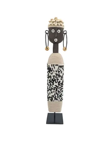 Statue Namji Noire & Blanche 40cm - Perles & Coquillages Cauris