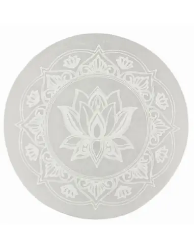 Disque Fleur de Lotus en Sélénite ø10cm - Plaque de rechargement