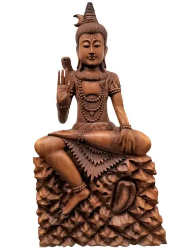 Grande Statue de Shiva en Bois de Suar 100cm