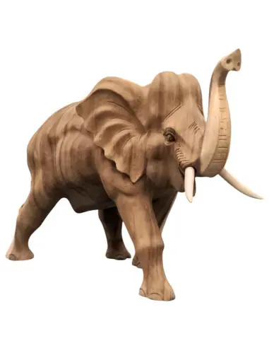Sculpture Éléphant d'Afrique XL en bois brut 70cm