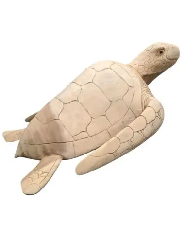 Sculpture Tortue de mer XL 80cm en bois brut