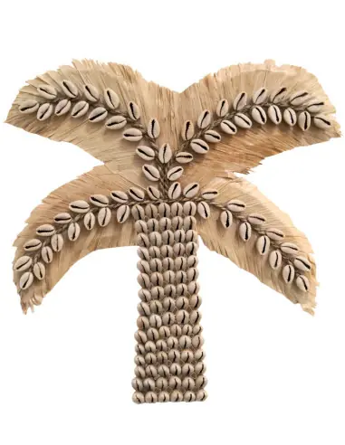 Décoration murale Palmier en Coquillages et Raphia 30cm
