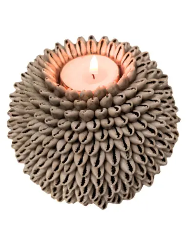 Bougeoir de Bali en Coquillages Cauris ⌀12cm