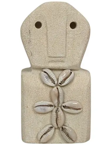 Statuette Tribale en Pierre et Coquillages Cauris 10cm | Savoir-faire de Sumba