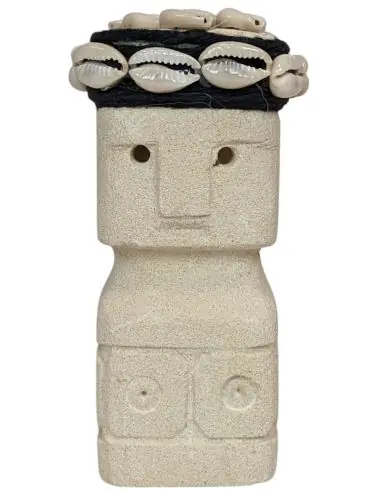 Statuette Ethnique en Pierre et Coquillages 10,5cm | Savoir-faire de Sumba