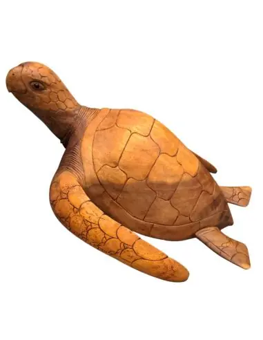 Sculpture Tortue de mer XL 80cm en bois ciré