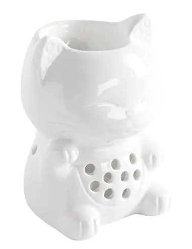 Brûle-parfum Tommy - Chat Maneki Neko Blanc en céramique