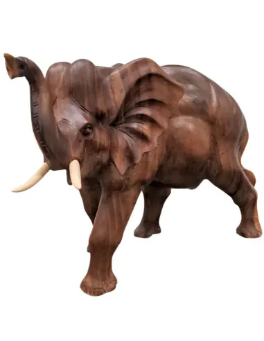 Statue Éléphant d'Afrique XL en bois exotique 70cm | Pièce Unique