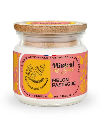 Bougie Parfumée Artisanale "Melon Pastèque" 40 heures 150ml | Mistral des Sens