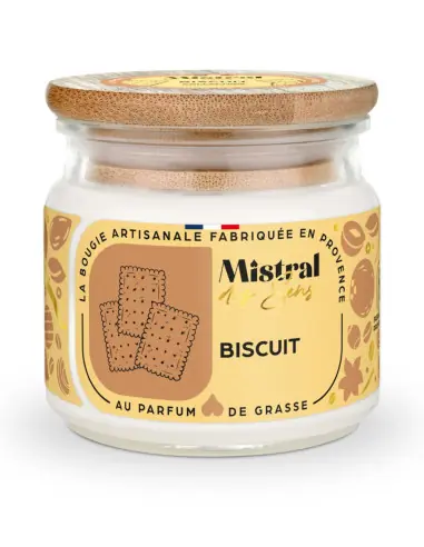 Bougie Parfumée Artisanale "Biscuit" 40 heures 150ml | Mistral des Sens